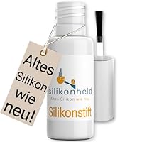 Silikonheld Silikonstift Weiß - Silikonfarbe zur Erneuerung von Silikonfugen ohne Silikonentferner - Fugenfarbe Silikon - Made in Germany - 1 x 8ml