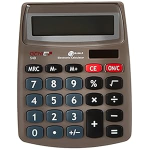 GENIE 540 10-cijferige design-bureaurekenmachine (dual power (zonne-energie en batterij); compact) grijs