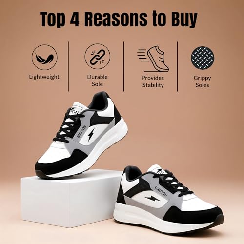 Image of BRUTON 619 Men's Running Shoes | Lightweight Sports Shoes for Men | Comfortable Walking Jogging Gym Shoes | Lace-Up Flexible Daily Use Footwear