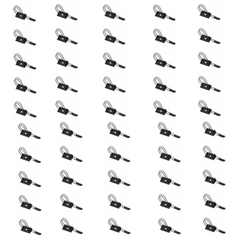 50PCS Ajustables Clips Adhesivos para Gestión de Cables, Correas de Nylon Negras para Sujetar Cables, Organizadores de Clips con Cinta Adhesiva Fuerte para Fijación Sólida en Hogar y Oficina miniatura 1