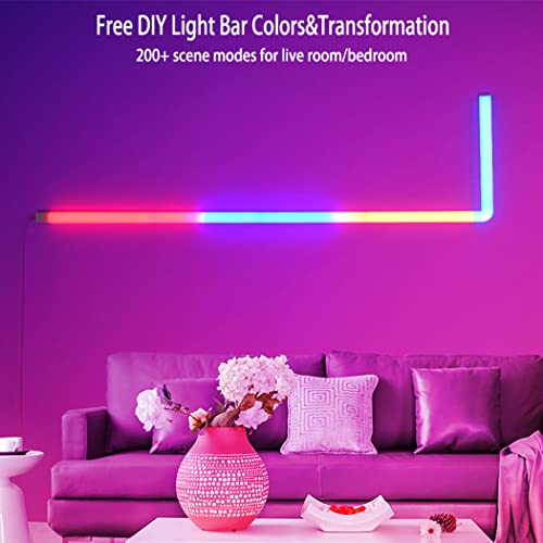 Srtcllt Glide Rgbic Led Wall Light,Magnetic Music Sync Tv Wall Light Bar Smart App And Remote Control,Home Decor Led Wall Lights For Gaming Bedroom Steaming 6Pcs&2 Corner #TOP3