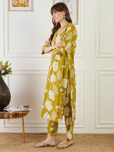 Image of INDO ERA Women Pure Cotton Kurta Palazzo Set | Printed Kurta with Palazzo Pants | Summer Friendly, Office Wear Co-Ord Set | Cord Set For Women Cotton