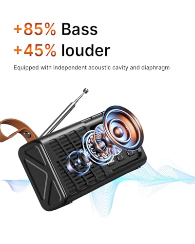 pinci Radio DAB portátil con Bluetooth, radio FM recargable por USB, radios digitales alimentadas por batería con mango elegante, 40 estaciones preestablecidas, temporizador de sueño/reloj de alarma - imagen 2