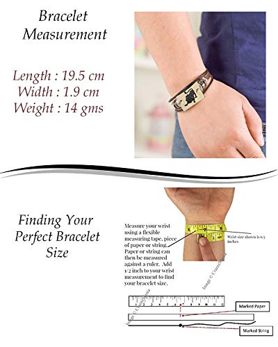 Image of Young & Forever Zodiac Sign Multi-Strand Genuine Leather Bracelet for Men & Boys - Adjustable Tribal Wristband with Antique Metal Charm