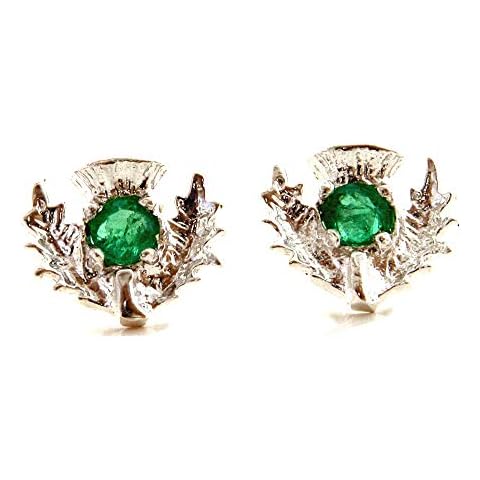 Sterling Silver Emerald Scottish Thistle Stud earrings Cover