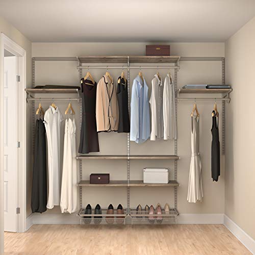 Closet Culture By Knape & Vogt Culture Closet Organization System With 6 Driftwood Wood Shelves, 8 Feet #TOP2