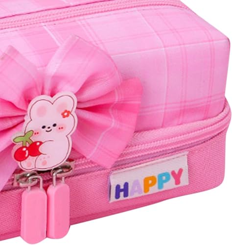 Image of Invite Enterprise Two Layer Pencil Pouch with Flower Shape Cute Patch for School Girls and Boys, Cute Aesthetic Stationery Items Kit Case, Large Capacity Stationary Pencil Box for Kids Gifts