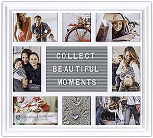 Malden International Designs 8 Opening Letterboard Collage Photo Wall Frame White