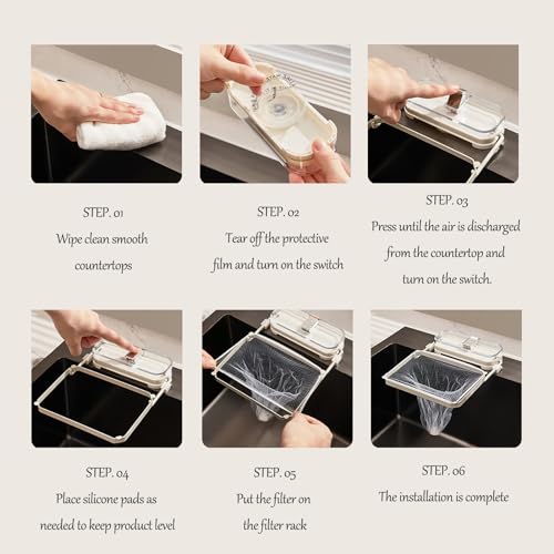 Filtro para fregadero de cocina con 50 bolsas de filtro negro miniatura 6