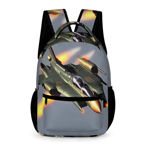 Jet Fighters Backpack for Travel, Ultra Durable Small Bookbag Lightweight Daypack for Women Men