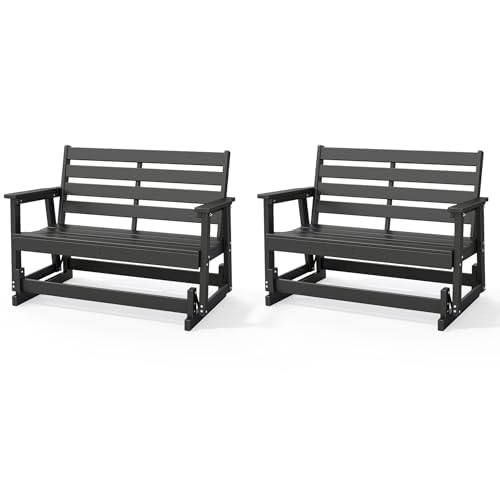 GREENVINES Patio-Gliders Set of 2 | HDPE Plastic | 2-Person | Rocking-Bench | Loveseat | Rocker Chair | All Weather | for Outdoor Porch Backyard | Qua