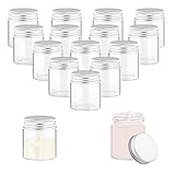 Set completo: contiene 16 bottiglie di vetro trasparente con tappo a vite. Ogni bottiglia contiene 60 ml e misura 6 x 4,7 cm, ideale per molteplici applicazioni a casa o in viaggio