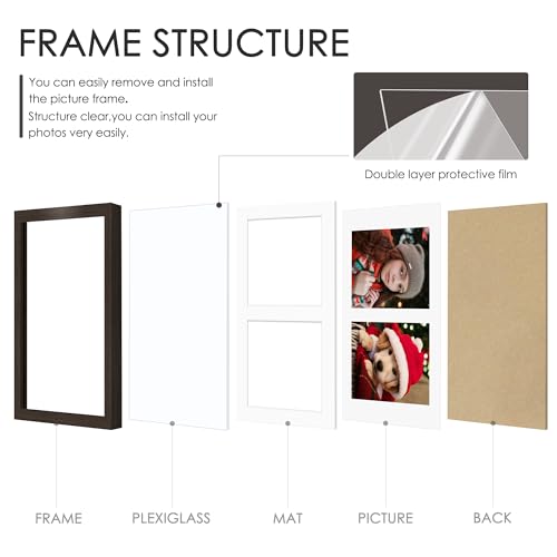 Image of DUENPY 6x9 Picture Frame Double 3.5x5 Collage Picture Frame Displays Two 3.5x5 inch Photos Collage Wall Decor Wall Hanging or Tabletop Walnut