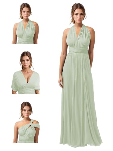 Image of JAEDEN Bridesmaid Dresses Multiway Convertible - Long Bridesmaid Dresses Chiffon Pleat 2026