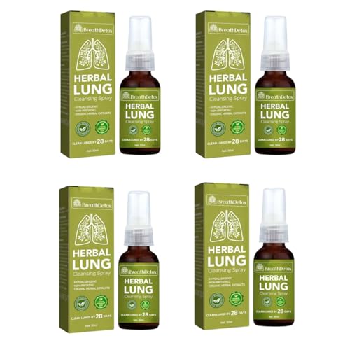 BreathDetox Herbal Lung Cleansing Spray, Herbal Lung Cleanse Spray, Natural Respiratory Cleanse & Breathe Spray, Lung Exerciser For Healthier And Cleaner Lungs (4 Pcs)