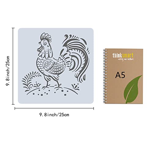 GORGECRAFT 9.9"X9.9"Rooster Stencil Chicken Bird Templates Mandala Farm Animal Plastic Drawing Painting Stencil Celtic Pattern Design Templates for Painting on Wall Canvas Crafts DIY Home Decor - Image 2