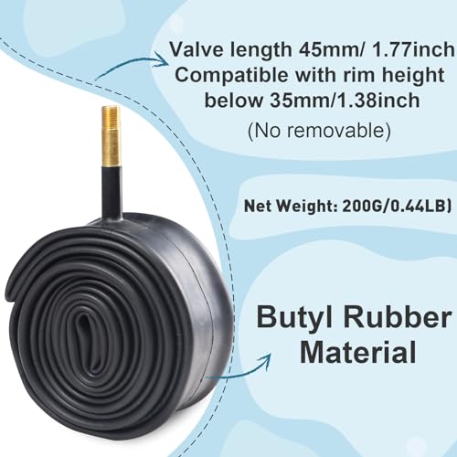 Image of WEEROCK 26 Inch Bike Inner Tube 26 x 1.75 /2.125 1 Pack Inner Tire AV 45MM Schrader Valve Compatible with 26 x 1.75 26 x 1.90 26 x 1.95 26 x 2.0 26 x 2.10 26 x 2.125 Bike Tires