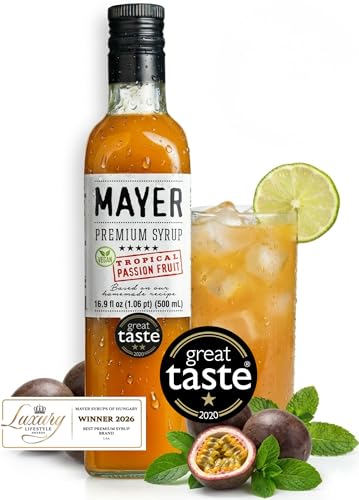 Image of Mayer Passion Fruit Syrup ( Cordial ), Award-Winning, Only Real Passion Fruit and 4 Natural Ingredients, Vegan, Gluten Free, Perfect for Cocktails, Lemonades, Coffee, Desserts - No Added Colors or Flavors, Rich Tropical Flavor ( 1 Pack )