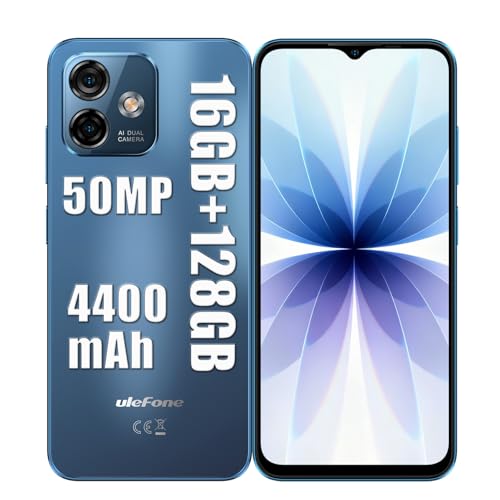 Telefonos Moviles Libres 16GB RAM+128GB ROM, Telefono Movil 50MP+8MP Cámara, Octa Core Android Batería 4400mAh Smartphone, 6.52' HD Pantalla, Movil Dual 4G/OTG/GPS/Face ID/Fingerprint/3.5mm Jack Azul