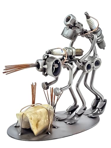 STEEMO Schraubenmännchen Taucher-Liebespaar - Tiefenrausch der Liebe, Metall-Kunst Deko Geschenk, Stahl, Stein, grau - 18x10x18 cm - Make Love Not War Edition