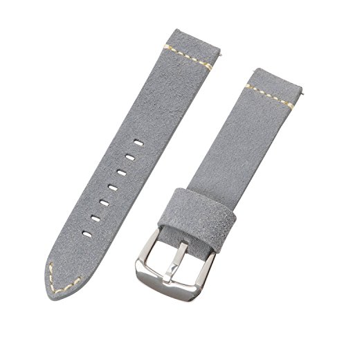 Clockwork Synergy - 2 Piece premium Leather Watch Band - Suede Grey - (22mm) interchangeable Watch Straps