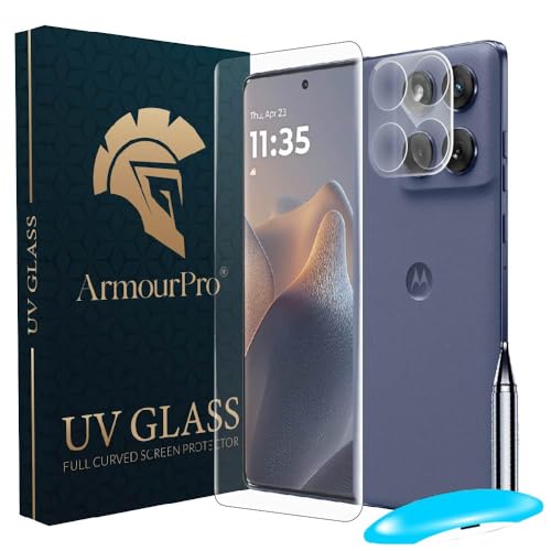 Image of ArmourPro Tempered Glass and Black Camera Lens Protector for Motorola Edge 60 Fusion, Edge to Edge Screen Guard, Anti-Bubble, Scratch Resistant, HD Clear, Anti-Fingerprint, Installation Kit | Black