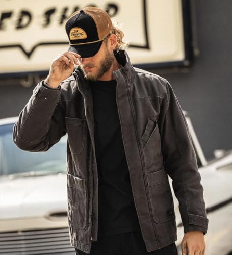 Thorogood Men's Iron River Heavyweight Jacket, Insulated Stone Washed Canvas Workwear Coat with Hood4