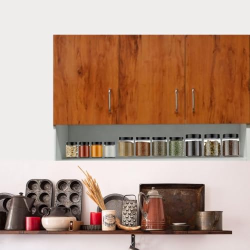 Image of Multipurpose Storage Cabinet & Adjustable Shelf Space Organizer Engineered Wood Termites Resistance Wall Mounted for Office, Kitchen, Bedroom (Cochwood Dark & Highland Pine, Door 3)