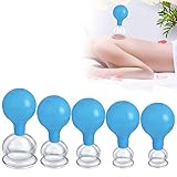 Vsadey Juego de 5pcs Ventosas, Ventosas de Masaje, Ventosas de Vacio de Succión con 5 Tamaños Diferentes, Ventosas para un Masaje profesional, Ventosa anticelulitica, Vasos para Ventosaterapia