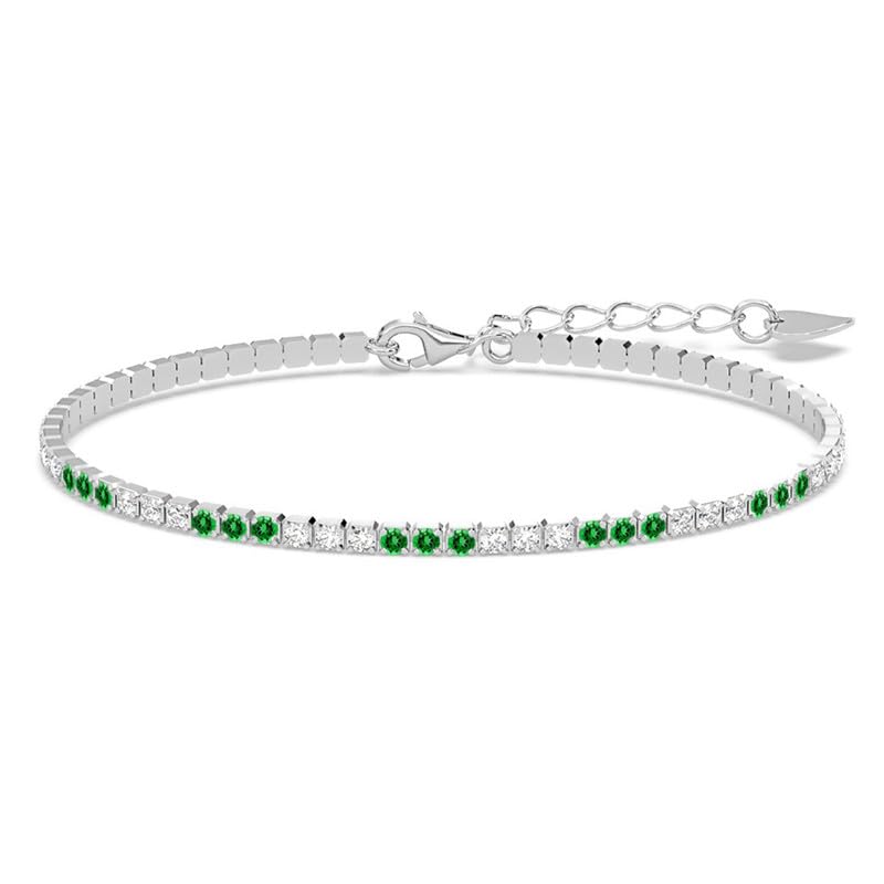 Image of Clara 925 Sterling Silver Slim Tennis 2mm Bracelet Gift for Women Girls | Multiple Color Options | Size Adjustable | Platinum Plated | Swiss Zirconia