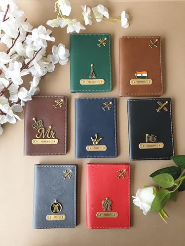 Image of Leather Passport Cover Holder for Men & Women Personalised Name & Charm, Passport Cover, Full Size, Gifts for Men & Women (Premium Passport Cover)
