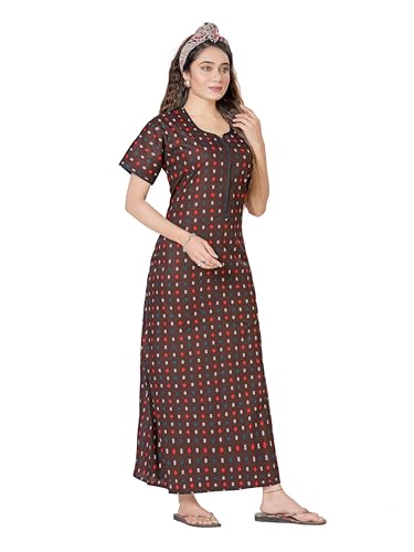 Image of PNAEONG Women's Cotton Printed Nighty Night Gown Maxi Free Size (Pack of 2)