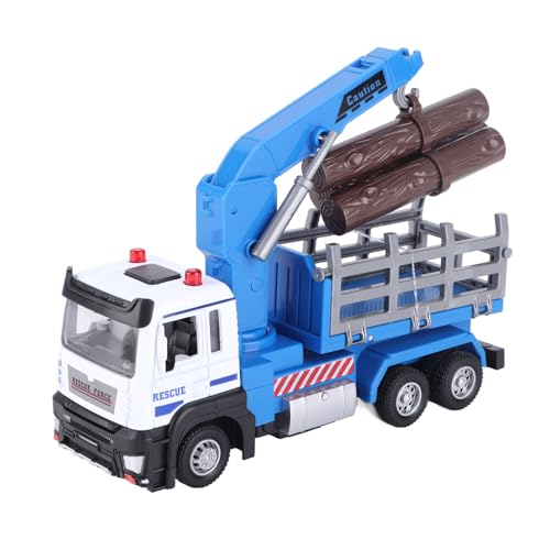 Acogedor 1:32 木こりのおもちゃの木製車両モデル、軽い音楽効果付き、6 歳以上の子供向け、教材として (青)