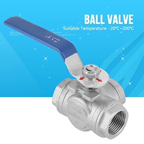 Edelstahl-Kugelhahn Typ T, mit Drei-Wege-Ventil, Innengewinde 1 Zoll DN25, einfache Handhabung, Reparatur und Vielseitigkeit (1 Stück)