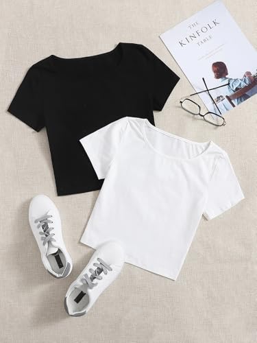 Image of KERI PERRY Tops for Women Crop Top for Women's Tank Activewear Tee Sports Work Out Wear Casual Round Neck Cotton Camisole Pack of 2