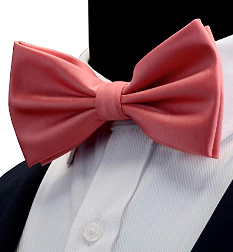 Image of GUSLESON Men's 3-pc Solid Color Bow Tie Gift Set - Double‑Fold Pre-Tied Bow Tie, Pocket Square, Cufflinks - Wedding Formal Party