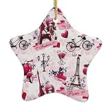 Stadtbild Paris Eiffelturm Frankreich Weihnachtsschmuck Stern Weihnachten Keramik Anhänger zum Aufhängen für Weihnachtsbaum Zuhause Innen- und Außendekoration