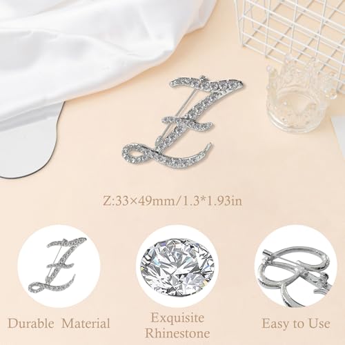 Image of Rhinestone Initial Brooch Pin for Women, Alphabet Gold Letter Brooch A-Z with Crystal, Metal Pin for Hat Bag Dress Suit Accessory for Men
