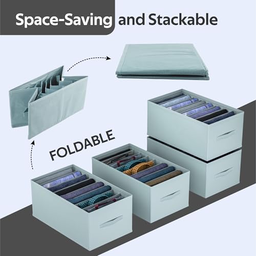 Image of Kuber Industries Non Woven Large Foldable Clothes Organiser with 9 Grid | Dress Storage Box For Jeans & Shirt | Wardrobe Storage Organizer | Bedroom Almirah Organizer Items | Grey