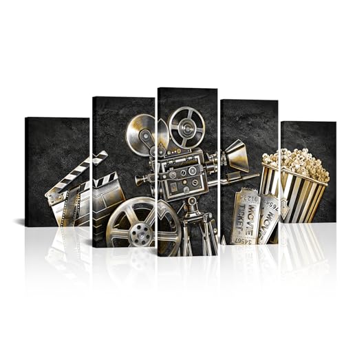 Artmyharbor Vintage Movie Theater Decor Wall 5 Panel Wall Art