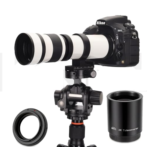 JINTU 420-1600 mm f/8.3 HD téléobjectif Zoom Manuel pour appareils SLR Canon Nikon T7 T7i T6 T6i T5 T5i 80D 77D 650D 70D 60D 50D 5D D5600 D5500 D3100 D3200...