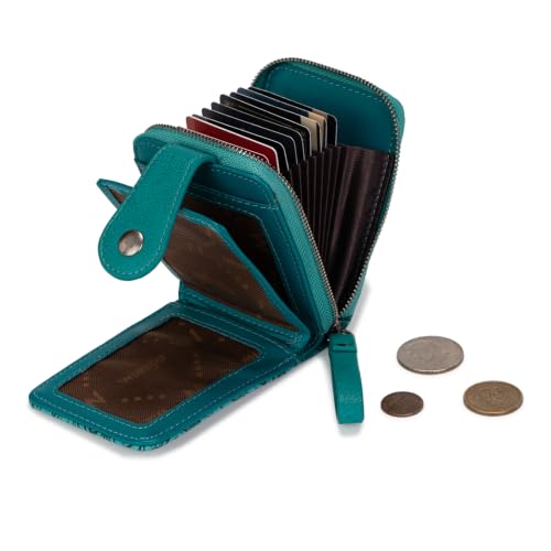 Image of Wrangler Small Wallet for Women Western Tooling Floral Credit Card Holder | Small Wallet with Rfid Blocking Zipper Around, 15 Card Slots, Compact & Minimalist, Easy to Carry, Gift for Female Ladies