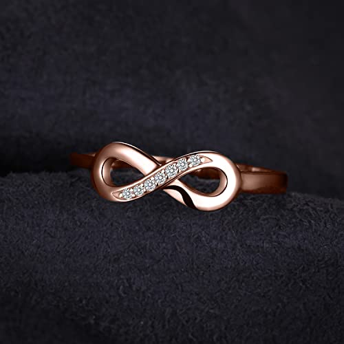 Image of JewelryPalace 14k White Yellow Rose Gold Plated 925 Sterling Silver Rings for Women, Cubic Zirconia Promise Rings for Her, Stackable Wedding Bands Rings for Women Infinity Forever Love Knot Ring