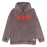 Popgear Stranger Things Charaktere und die auf den Kopf Kapuzenpullover, Adultes, S-5XL, Holzkohle, Offizielle Handelsware