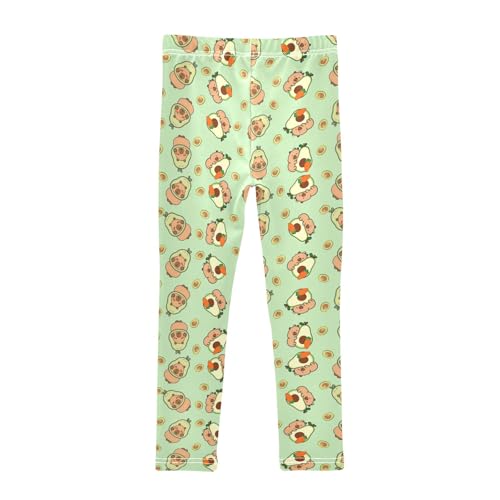 Capybara Eating Avocado Girls Leggings Athletic Pants Tights Stretch Bottom2