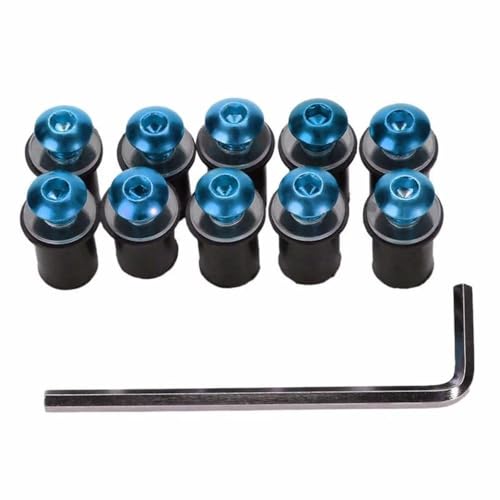 Well Nuts M5 Moto Kit Boulon Écran d'Air Vis Bleue pour Carénage et Écran de Montagne Moteur