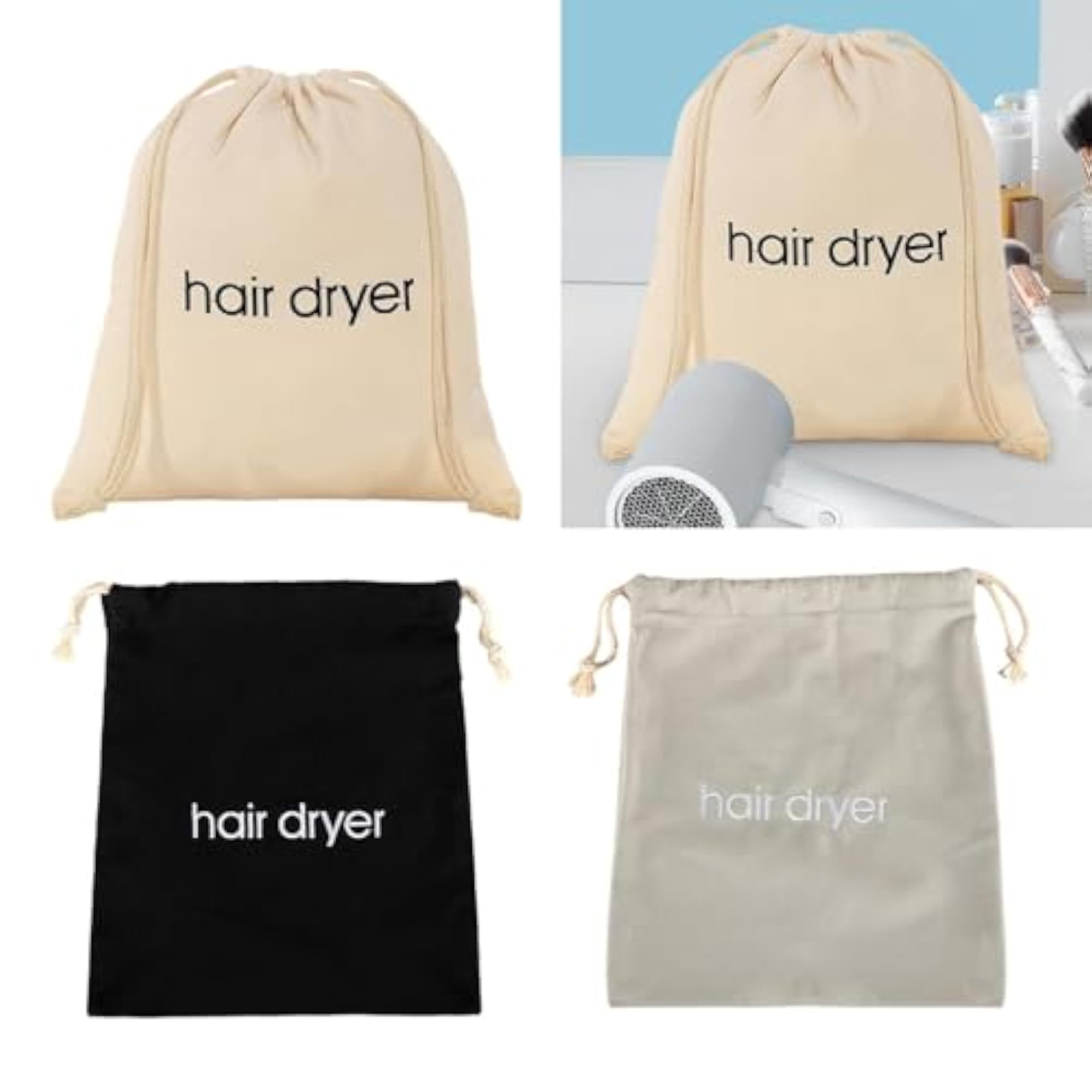 Dustproof Hairdryer Storage Bag, Travel-Friendly Drawstring Design