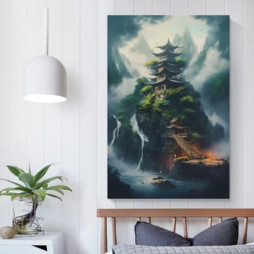 Affiche vintage de château fantastique 60x90cm poster décoration murale salon et chambre adulte
