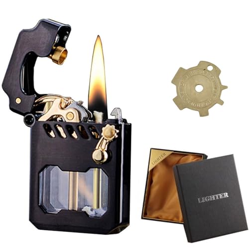 Mecha Metal Rocker Encendedor Retro Clásico Negro