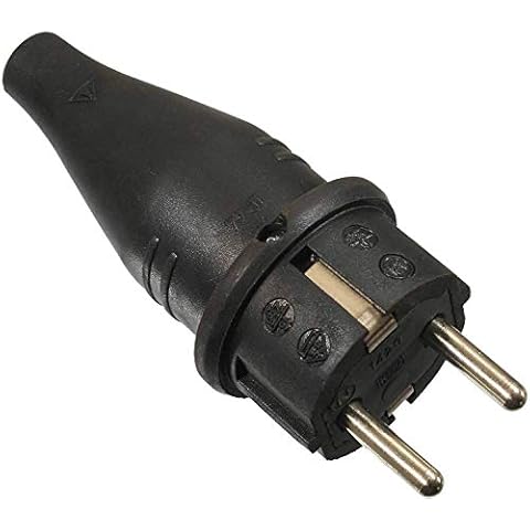 as - Schwabe Gummi-Stecker Schutzkontaktstecker mit doppeltem Schutzkontakt, Leitungen bis max. 1,5mm² für den Außenbereich geeignet, 230V, 16A, IP44, Schwarz, 60411 Cover
